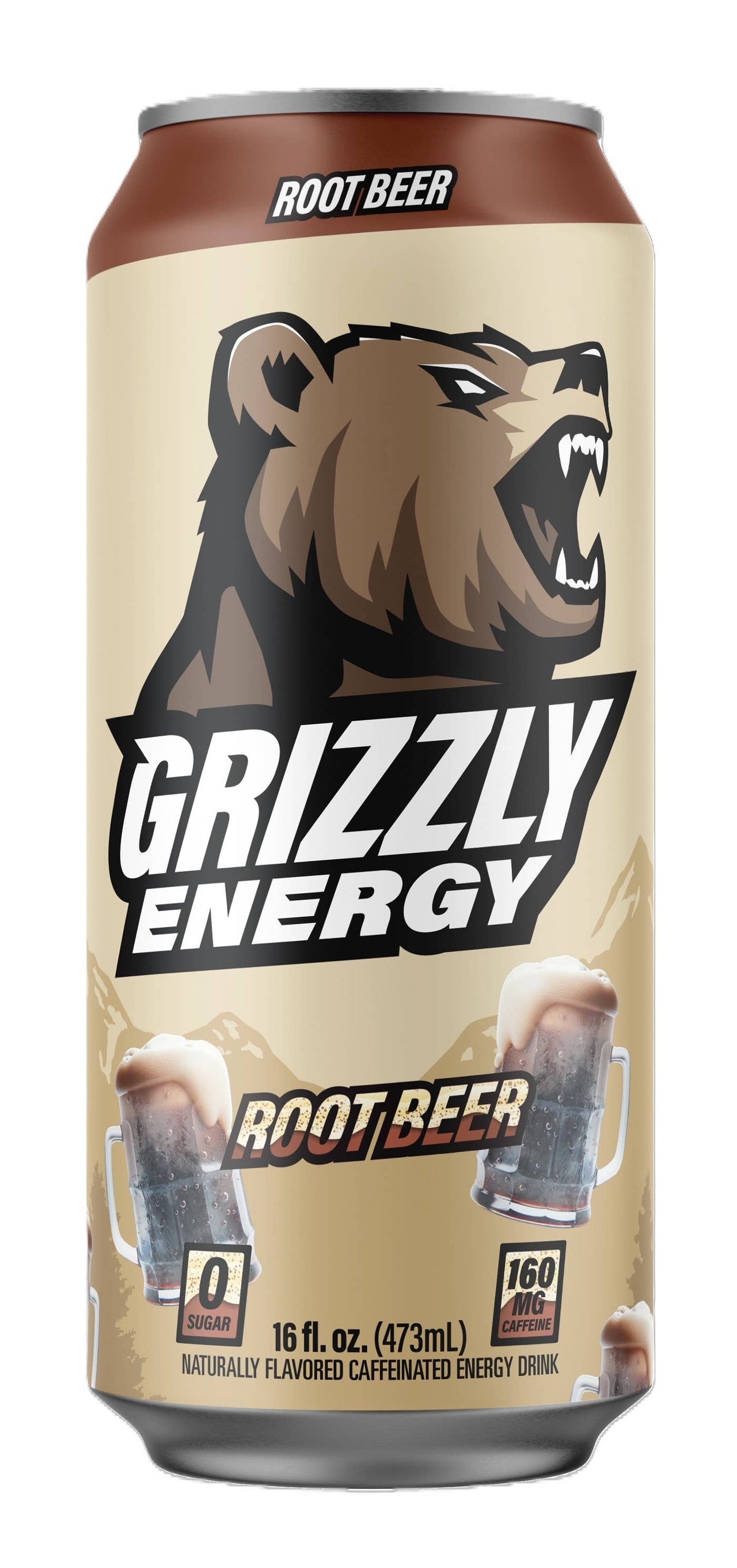 Grizzly Energy Root Beer 16 fl oz Can, 12ct
