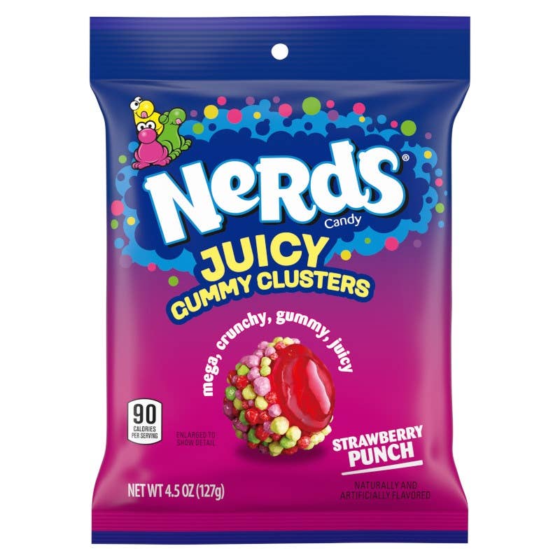 Nerds Juicy Gummy Clusters Peg Bag, 4.5oz, 12ct